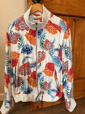 DUSHYANT ASTHANA Floral Bomber Jacket XL Hand-Printed EUC